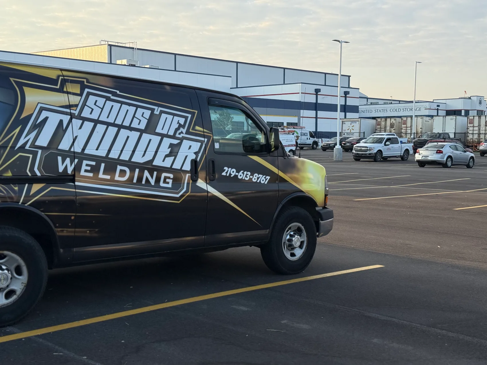 The branded van at a cold-storage facility