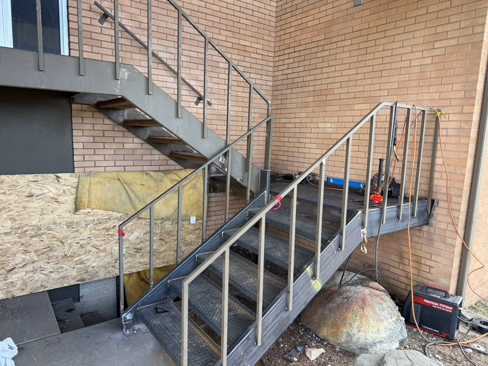 The new steel egress stair, installed