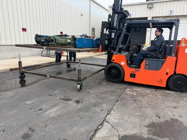 Moving fabricated steel frames at the dock
